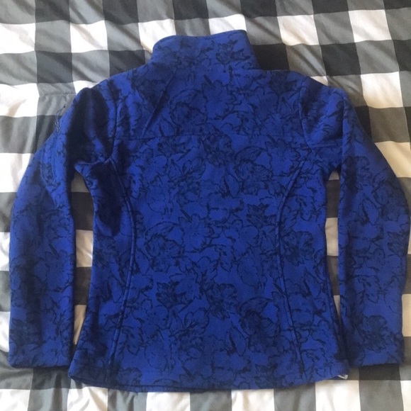 Womens COLUMBIA Fast Trek Blue & Black Floral Print Fleece Zip Up Jacket Sz M - Picture 10 of 16